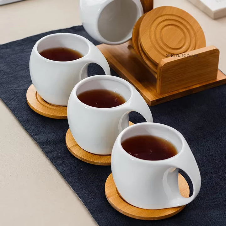 Set minimalista tazze + sottobicchieri