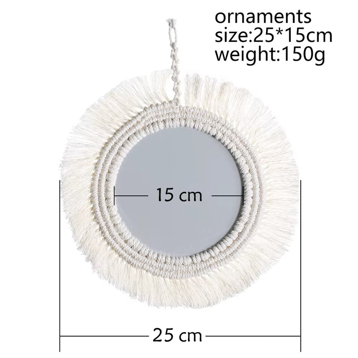 Specchio Boho da Parete in Macramè