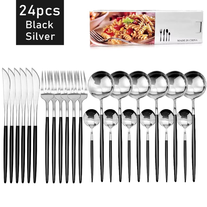 Set Posate Completo da 24 Pezzi: Acciaio Inossidabile