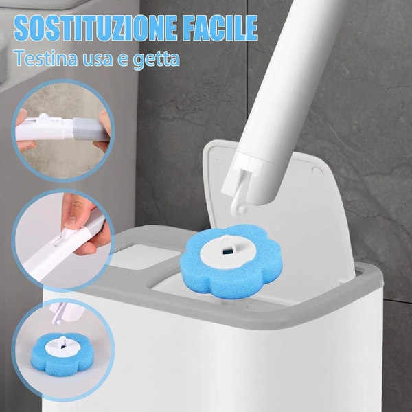Set Spazzola WC con Testine Usa e Getta