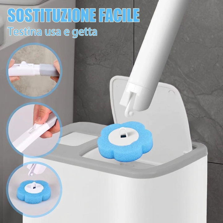 Set Spazzola WC con Testine Usa e Getta