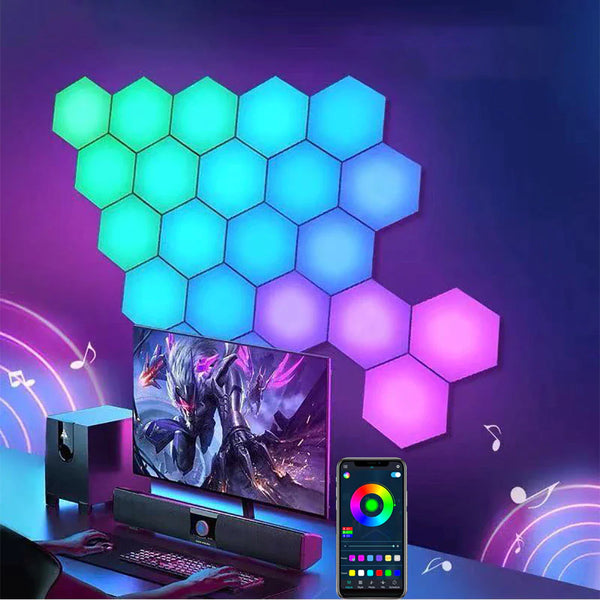 5V USB Hexagonal LED Night Light – RGB Decorative Wall Lamp for Indoors, Modular and DIY (1–20 Pieces)