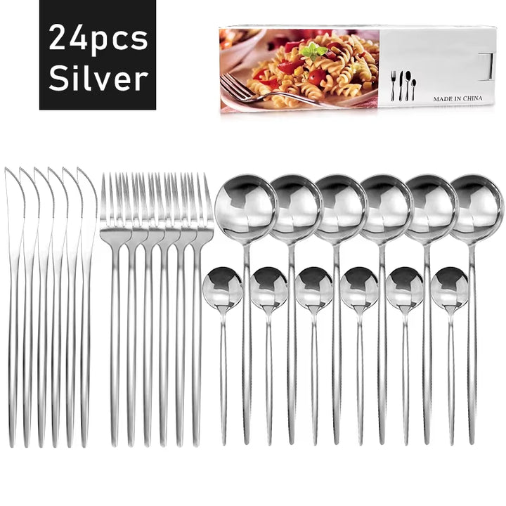Set Posate Completo da 24 Pezzi: Acciaio Inossidabile