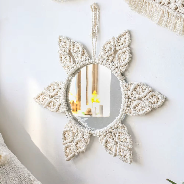 Specchio Boho da Parete in Macramè