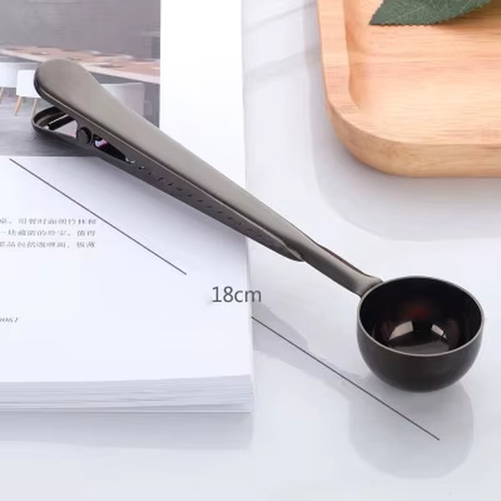 Cucchiaio Dosatore 2 in 1 in Acciaio Inox con Clip Sigillante