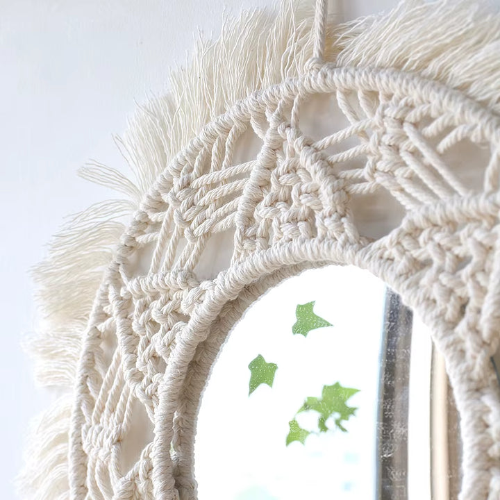 Specchio Boho da Parete in Macramè