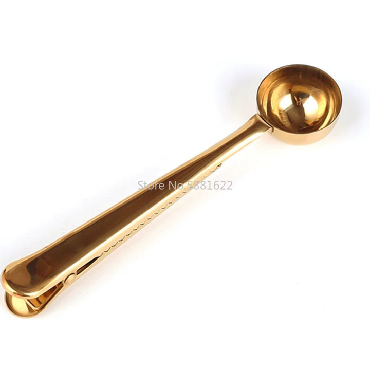 Cucchiaio Dosatore 2 in 1 in Acciaio Inox con Clip Sigillante