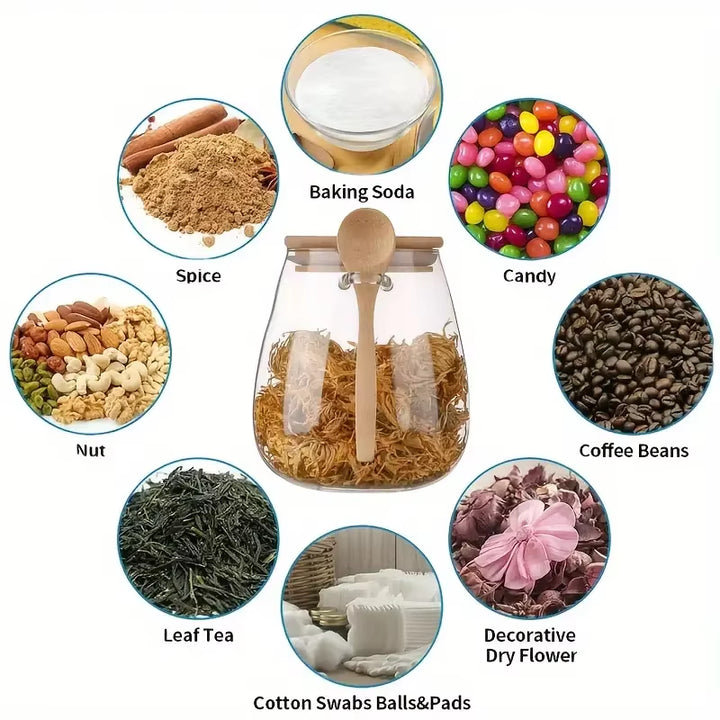 Barattolo in Vetro Ermetico per Alimenti con Coperchio in Bambù
