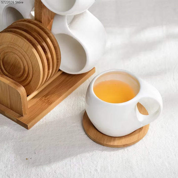Set minimalista tazze + sottobicchieri